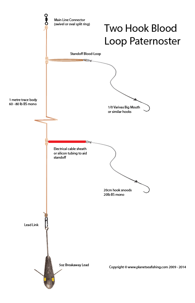 how to tie a simple blood loop paternoster planet sea