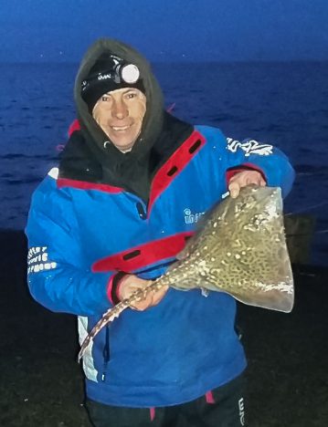 Michael Lloyd with one of his thornback ray from Clacton Pier