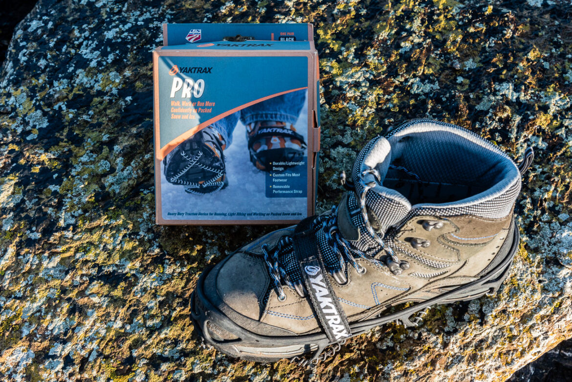 Yaktrax Pro fitted to boot