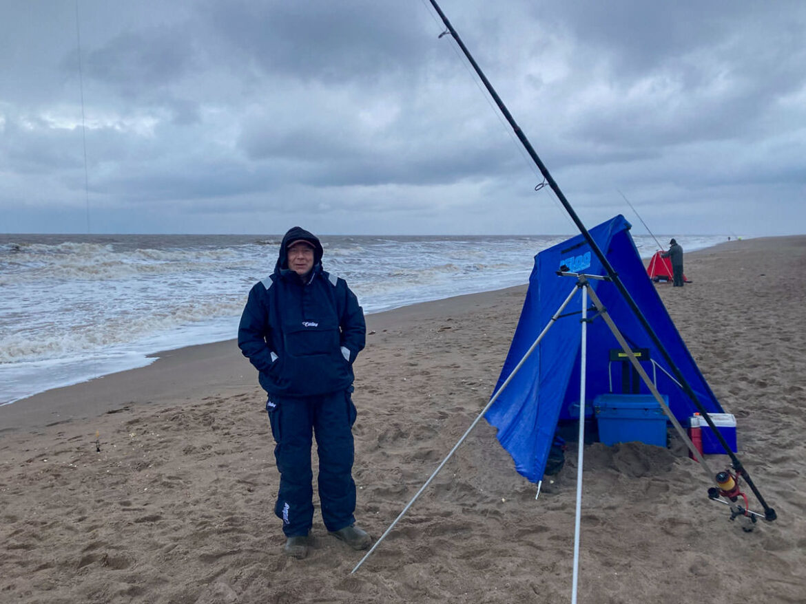 A hard day at the office for Russell at a wild and windy Huttoft