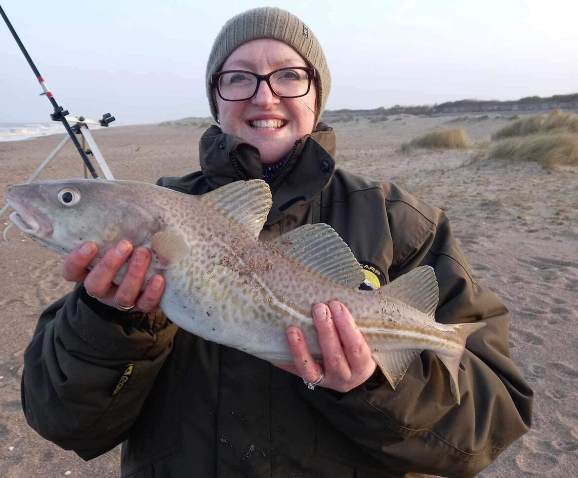 Highlight of the match; Tracey Cooper with her 52cm 3lb 12oz codling