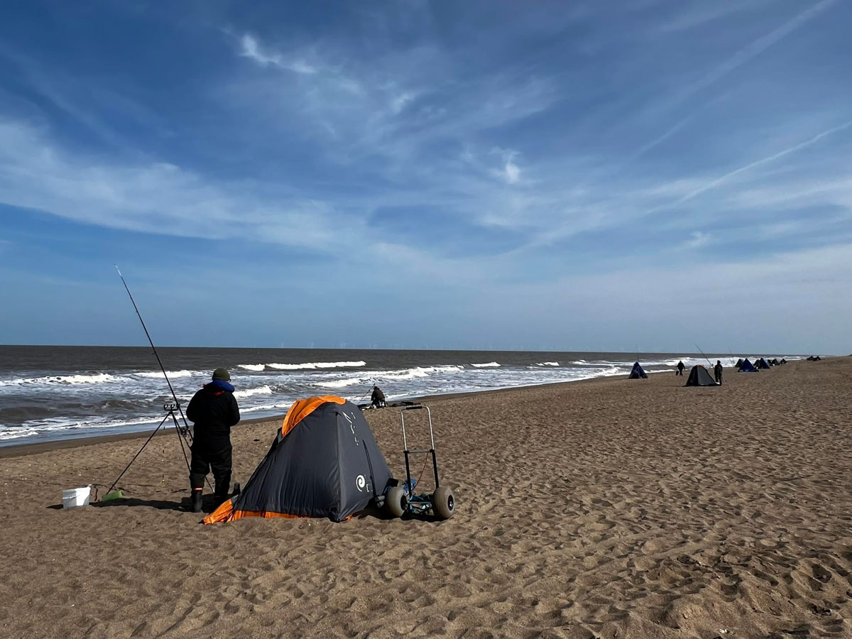 The match stretch looking South. Bright sunshine and rough conditions combined with a small tide made fishing tough