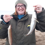 Fourth placed Tracy looking happy with her whiting and slug double shot! Fourth placed Tracy looking happy with her whiting and slug double shot!