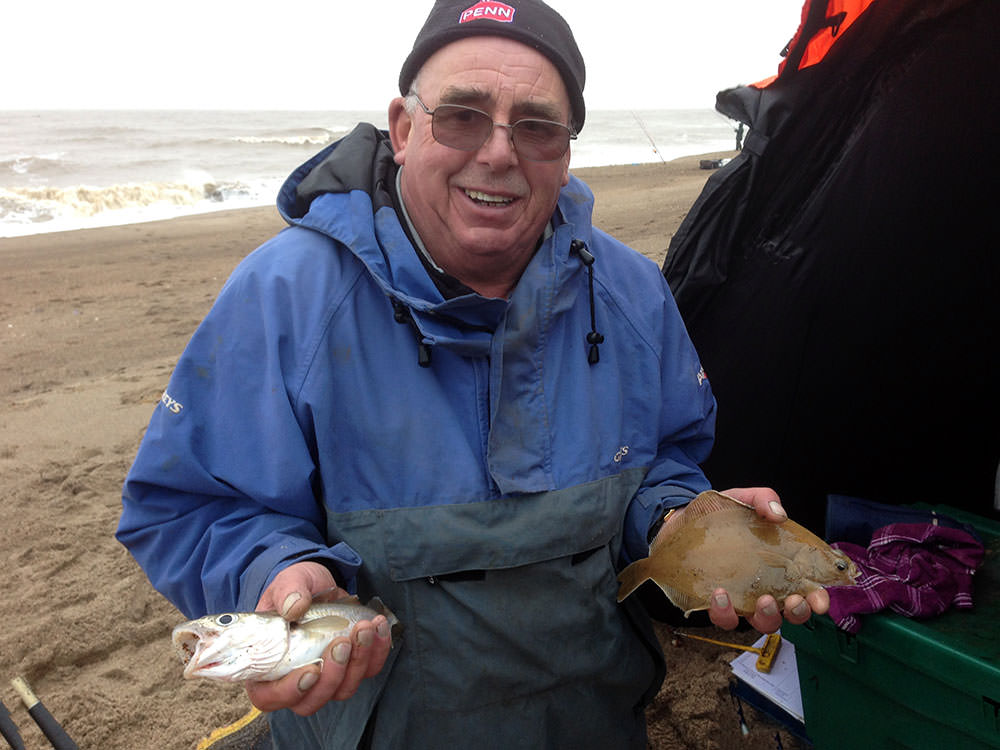 Dave Burr with a whiting & dab double shot in Match 22