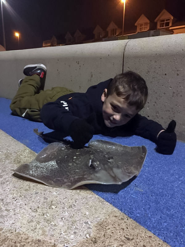 Dillan with his thornback ray