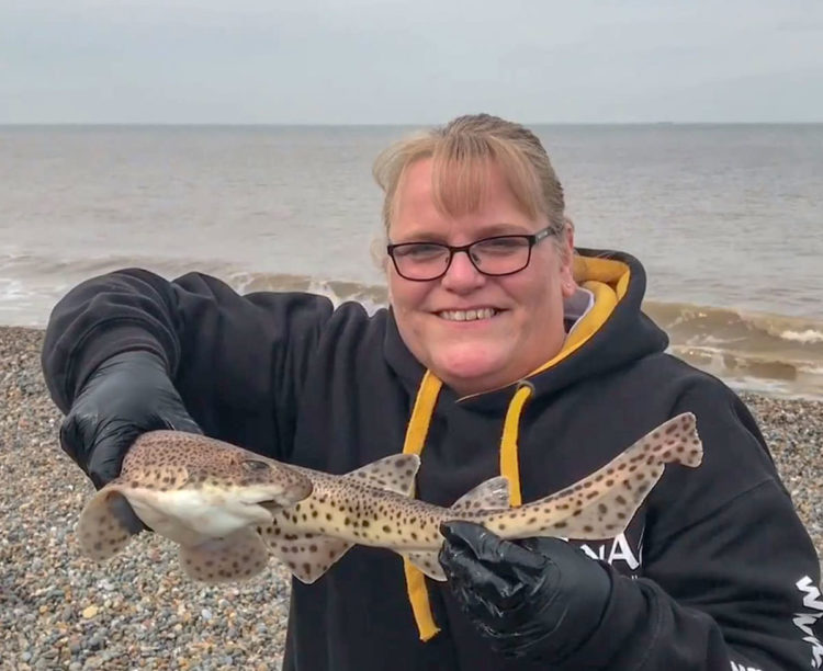 helen with her dogfish on day one