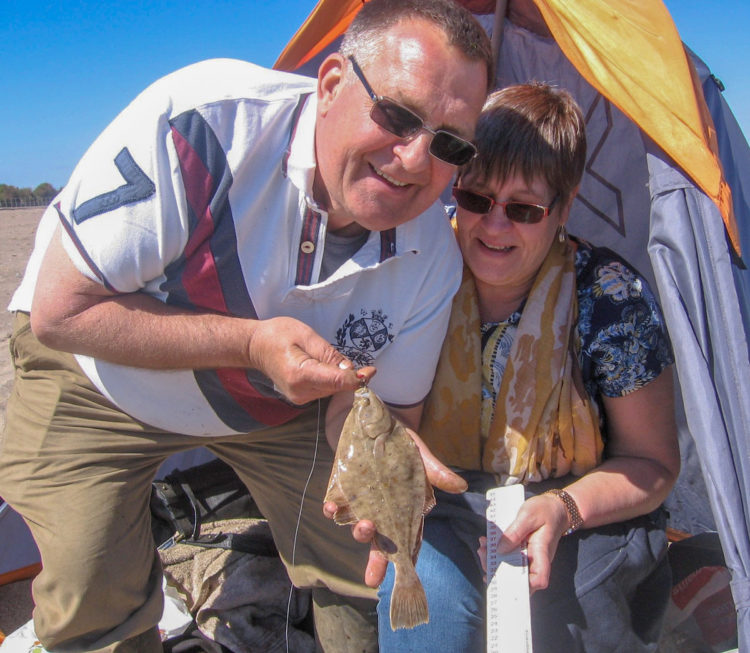 Russ and his wife Jacqui with a nice flounder